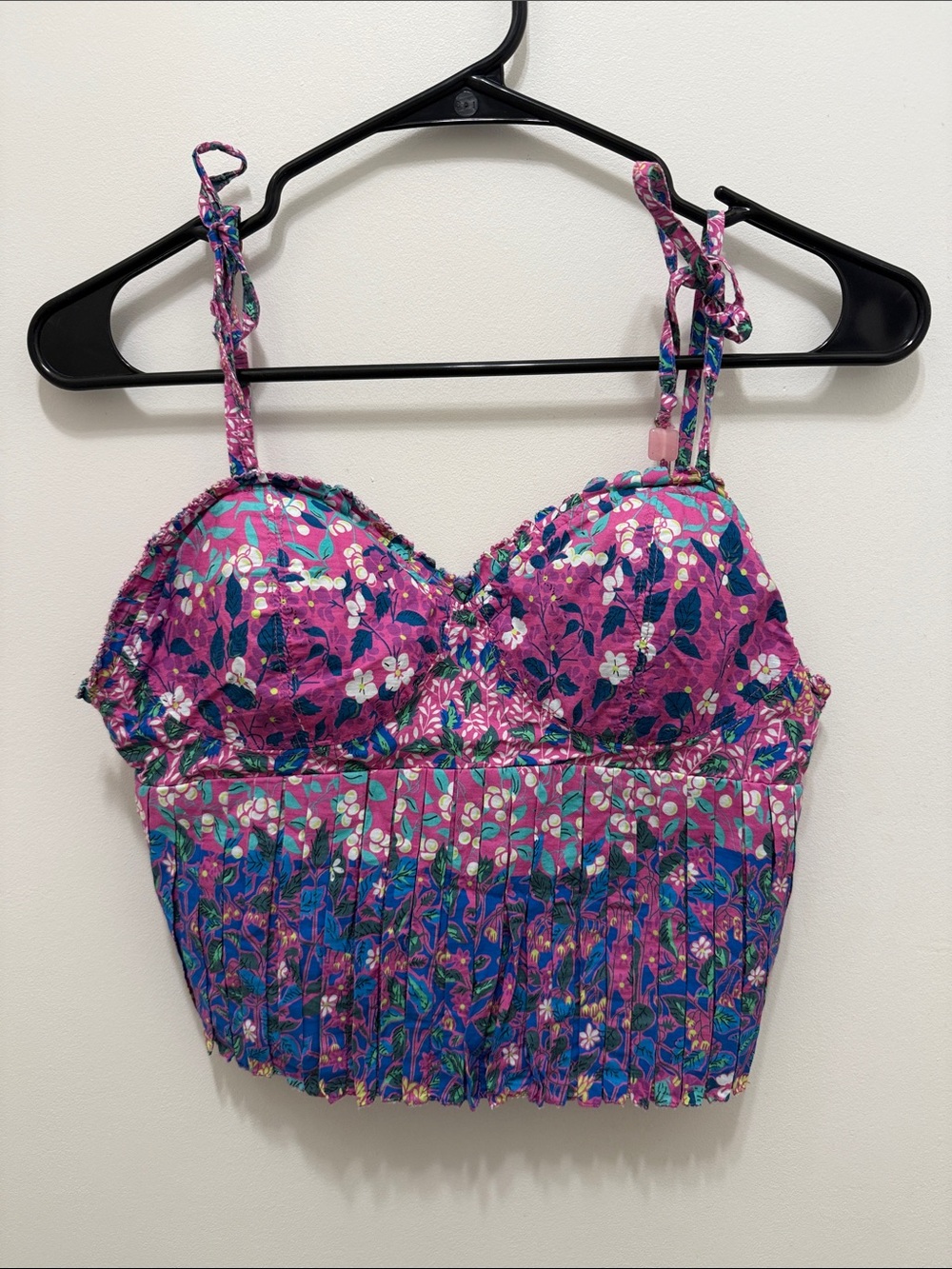 Anthropologie Love The Label Floral Smocked Bustier Crop Top
